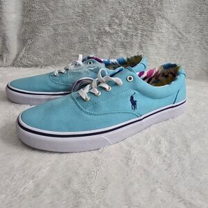 Blue Canvas Sneakers with Logo
